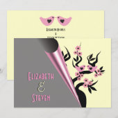 Tortelduifjes op Sakura Tree bruiloft uitnodiginge Kaart (Voorkant / Achterkant)