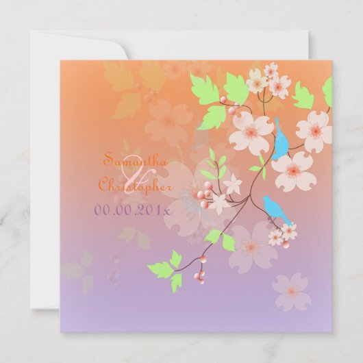 Tortelduifjes op sunset Wedding Invitations Kaart (Voorkant)