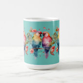 Tortelduifjes op tak omgeven door harten. koffiemok (Center)