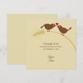 Tortelduifjes op tarwe - Hartelijk dank - Vierkant Bedankkaart (Voorkant / Achterkant)