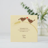 Tortelduifjes op tarwe - Hartelijk dank - Vierkant Bedankkaart (Staand voorkant)