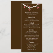 Tortelduifjes op Tree Wedding Menu Kaarten (Voorkant / Achterkant)