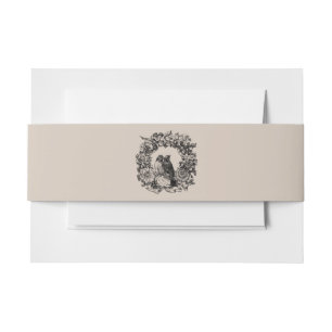 Tortelduifjes op Wreath Wedding Clay Belly Band Uitnodigingen Wikkel