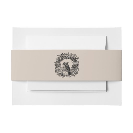 Tortelduifjes op Wreath Wedding Clay Belly Band Uitnodigingen Wikkel (Voorkant Voorbeeld)