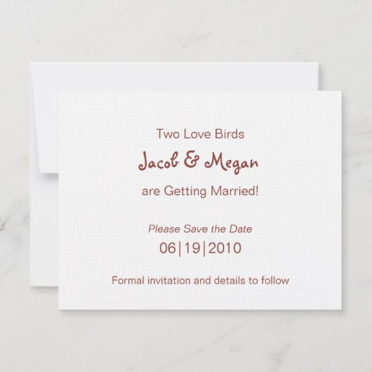 Tortelduifjes Opslaan Datum uitnodiging (Achterkant)