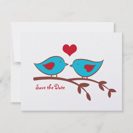 Tortelduifjes Opslaan Datum uitnodiging (Voorkant)