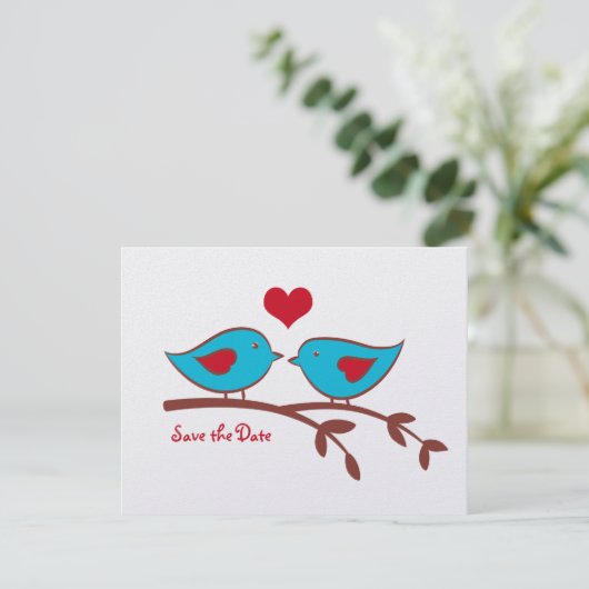 Tortelduifjes Opslaan Datum uitnodiging (Staand voorkant)