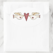 tortelduifjes ovale sticker (Tas)