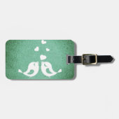 Tortelduifjes over groene bagagelabel (Voorkant horizontaal)