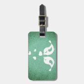 Tortelduifjes over groene bagagelabel (Voorkant verticaal)