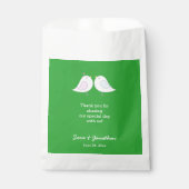 Tortelduifjes over groene bruiloft Dank u Bedankzakje (Voorkant)