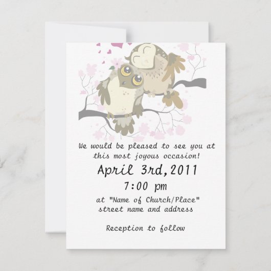 Tortelduifjes Owl Wedding Invitae Save The Date (Achterkant)