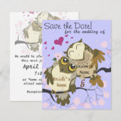 Tortelduifjes Owl Wedding Invitae Save The Date (Voorkant / Achterkant)