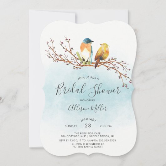 Tortelduifjes paar bruids doucheuitnodiging kaart (Voorkant)