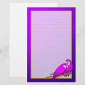 Tortelduifjes Paarse Amethyst fijn geblindeerde ba Briefpapier (Voorkant / Achterkant)