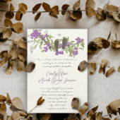  Tortelduifjes Paarse Blooms Bruiloft Kaart