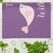 Tortelduifjes paarse en roze theedoek (Gevouwen)