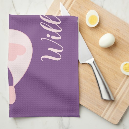 Tortelduifjes paarse en roze theedoek (Quarter Fold)