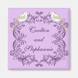 Tortelduifjes Paarse/Lavendel Trouwmagneet Magneet