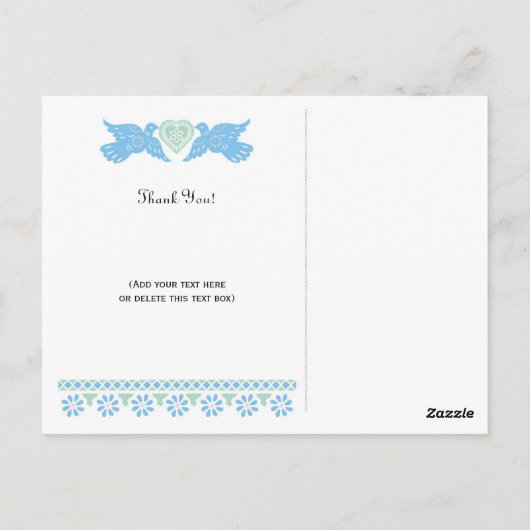 Tortelduifjes Papel Picado Bedankt briefkaart (Achterkant)