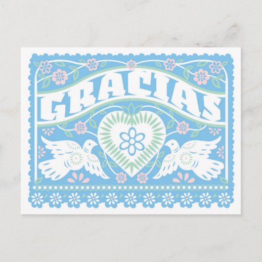 Tortelduifjes Papel Picado Bedankt briefkaart (Voorkant)