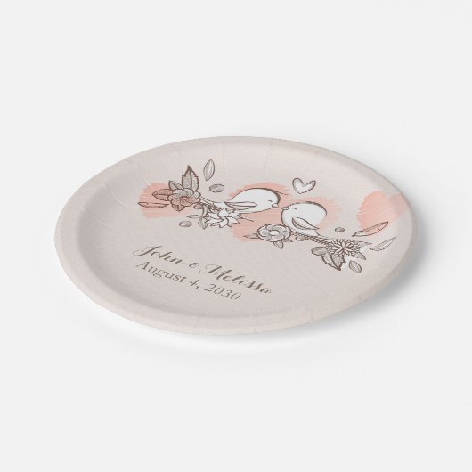 Tortelduifjes Papieren Bordje (Gekanteld)