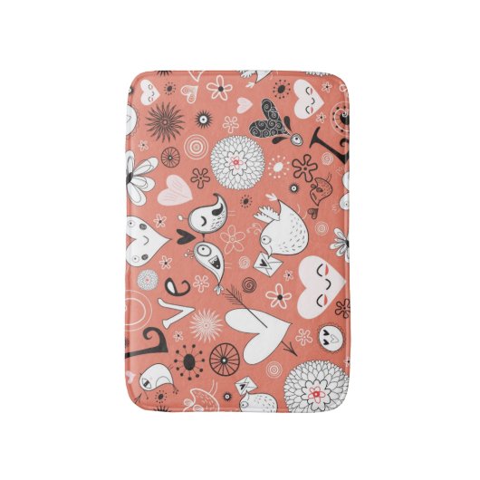 Tortelduifjes patroon badmat (Voorkant Verticaal)