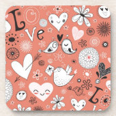 Tortelduifjes patroon bier onderzetter (Voorkant)