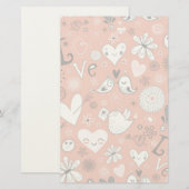 Tortelduifjes patroon briefpapier (Voorkant / Achterkant)
