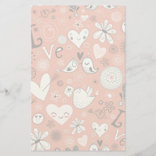Tortelduifjes patroon briefpapier (Voorkant)