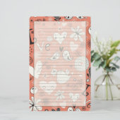 Tortelduifjes patroon briefpapier (Staand voorkant)