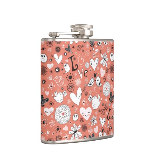 Tortelduifjes patroon heupfles (Rechts)