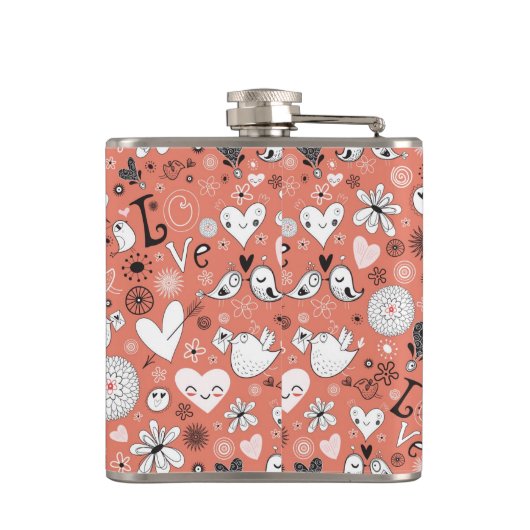 Tortelduifjes patroon heupfles (Achterkant)