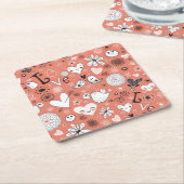 Tortelduifjes patroon kartonnen onderzetters (Schuin)