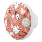 Tortelduifjes patroon keramische knop (Rechts)