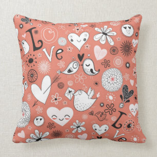 Tortelduifjes patroon kussen