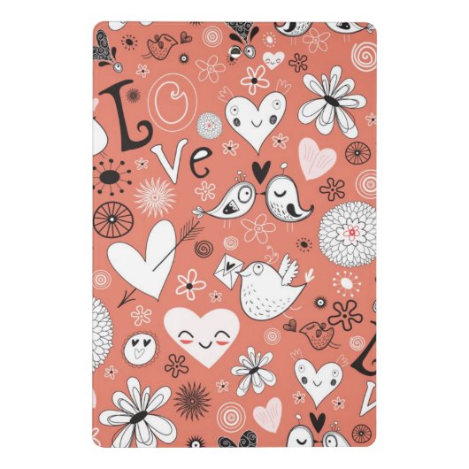 Tortelduifjes patroon mini klembord (Achterkant)