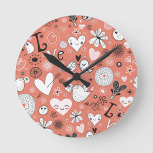 Tortelduifjes patroon ronde klok