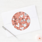 Tortelduifjes patroon ronde sticker (Envelop)