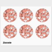 Tortelduifjes patroon ronde sticker (Vel)