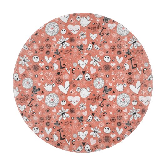 Tortelduifjes patroon snijplank (Voorkant)