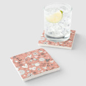 Tortelduifjes patroon stenen onderzetter (Zijkant)