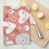 Tortelduifjes patroon theedoek (Quarter Fold)