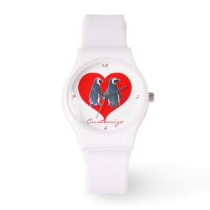 Tortelduifjes Penguin Couple Heart Thunder_Cove Horloge