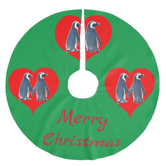 Tortelduifjes Penguin Couple Heart Thunder_Cove Kerstboom Rok (Voorkant)