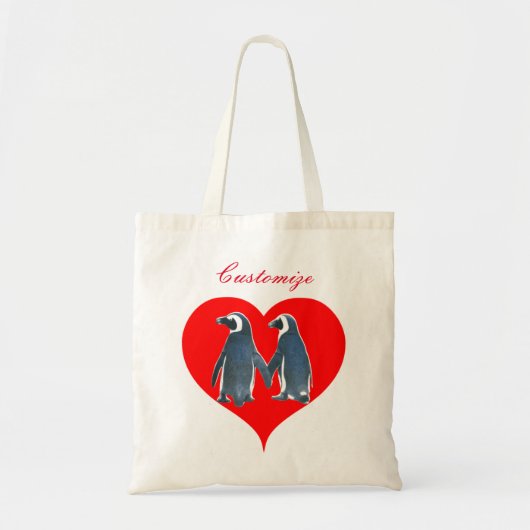 Tortelduifjes Penguin Couple Hearts Thunder_Cove Tote Bag (Voorkant)
