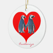 Tortelduifjes Penguin Couple Red Heart Thunder_Cov Keramisch Ornament (Links)