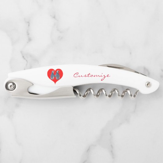 Tortelduifjes Penguin Couple Red Heart Thunder_Cov Kurkentrekker (Voorkant)