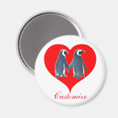 Tortelduifjes Penguin Couple Red Heart Thunder_Cov Magneet (Voorkant / Achterkant)