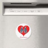Tortelduifjes Penguin Couple Red Heart Thunder_Cov Magneet (Insitu (Vaatwasser))